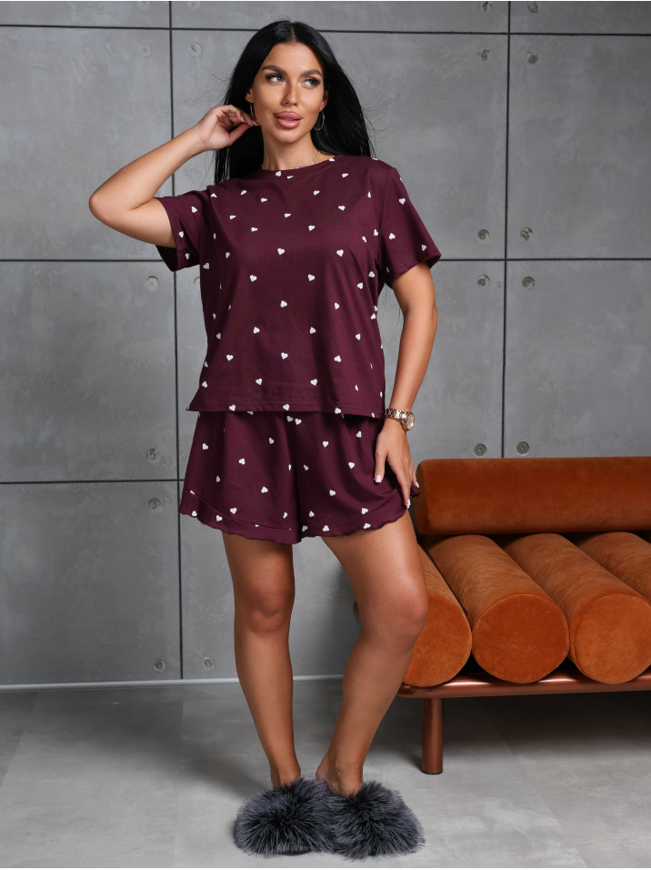 Пижама "Слип" Бордо с шортами Пижама "Слип" Бордо с шортами